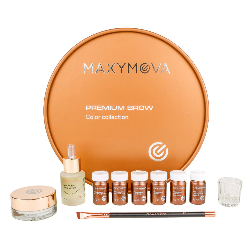 Maxymova - Premium Brow Colour Collection - Kit With 6 Henna Shades & Accessories