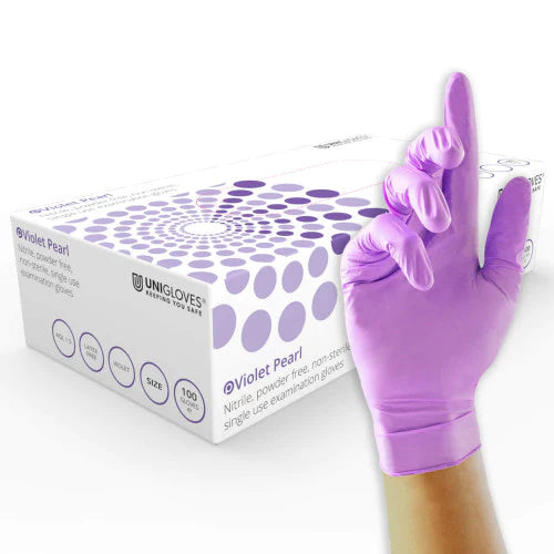 Box of 100 - Uniglove - Violet Pearl Nitrile Gloves